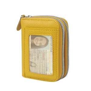 Compact Yellow Zipper Wallet